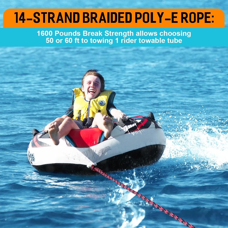 Obcursco 75FT Wakeboard Rope, Water Ski Ropes with EVA Handle for Water Skiing, Wakeboard, Kneeboard - Image 2