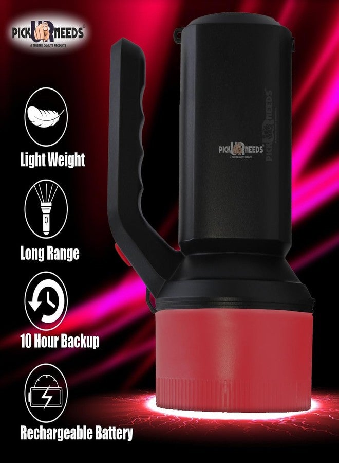 Pick Ur Needs Emergency Torch Light Rechargeable Long Range LED Search 100W with Blinker Torch (Maroon) - Image 4