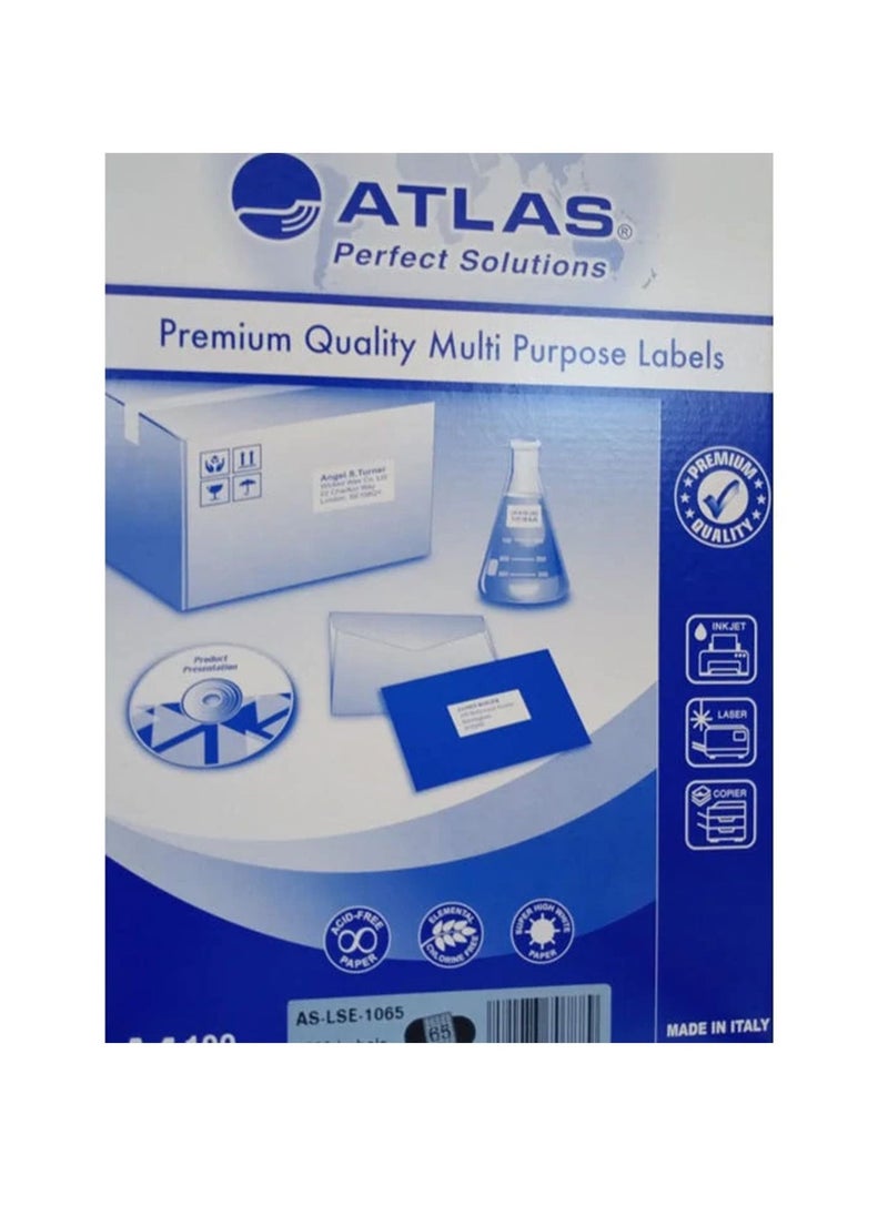 ATLAS 100-Piece MultiPurpose Labels 65 Label Per Sheet 38x21.2mm Size Labels  - Image 1
