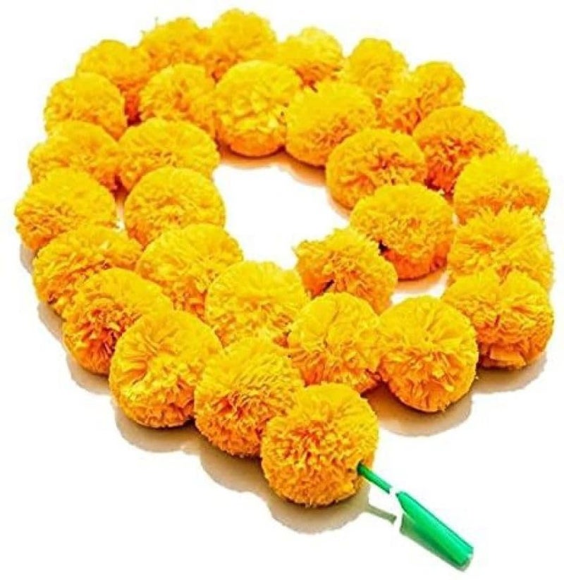 Ventrix Artificial Marigold Flower Garland forDecoration | Pack of 5 - Traditional Garland for Home & Events | 4-5ft Length  - Image 1