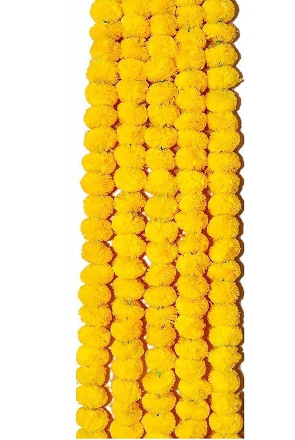 Ventrix Artificial Marigold Flower Garland forDecoration | Pack of 5 - Traditional Garland for Home & Events | 4-5ft Length  - Image 4