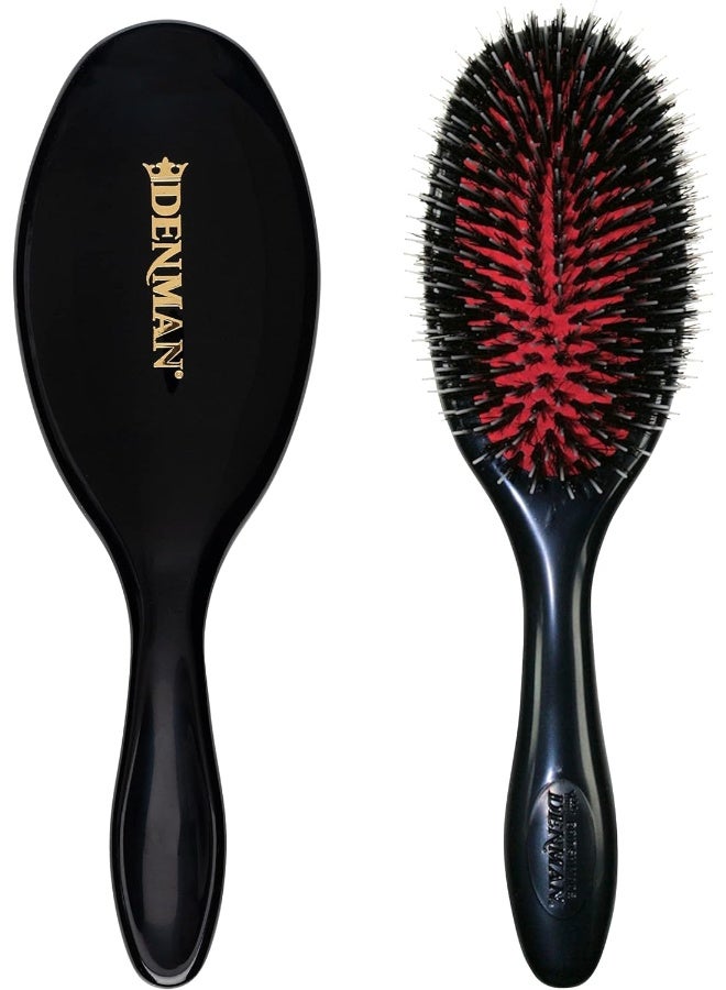 DENMAN D81M Medium Nylon/Bristle Cushion Hairbrush, Black - Image 1