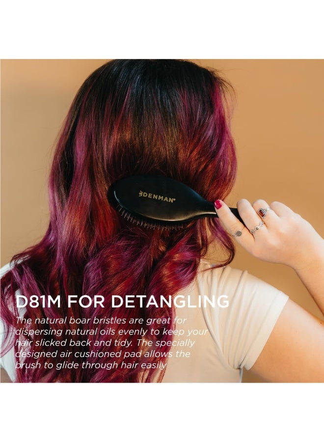 DENMAN D81M Medium Nylon/Bristle Cushion Hairbrush, Black - Image 3