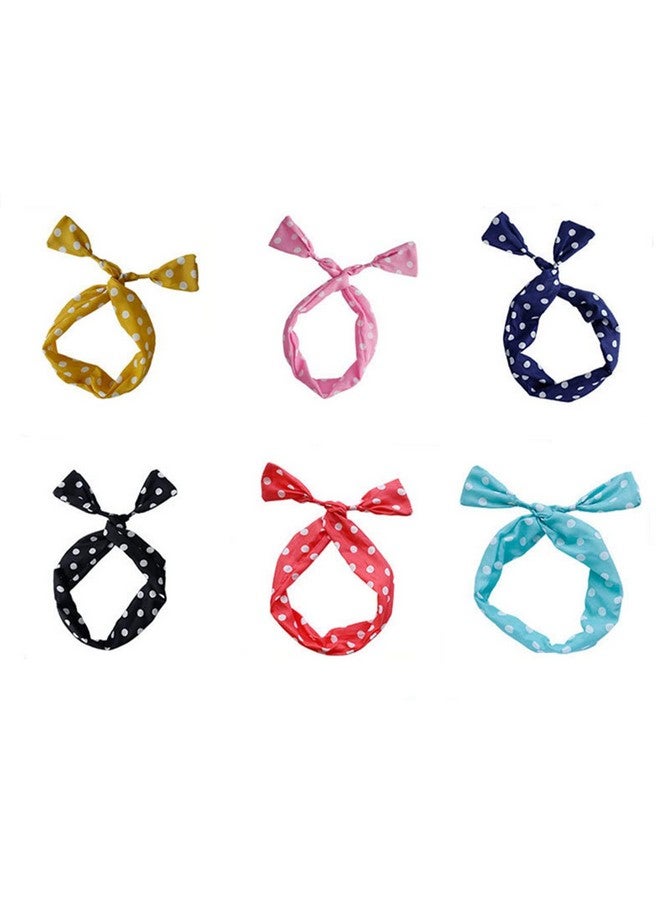 Ovef Women Ladies Rockabilly Hair Bands Head Wrap Vintage Headbands Wired Retro Scarf 5 Pcs Random Color