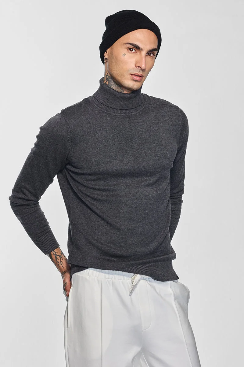 SNITCH Core Lab Charcoal Grey Turtleneck Sweater