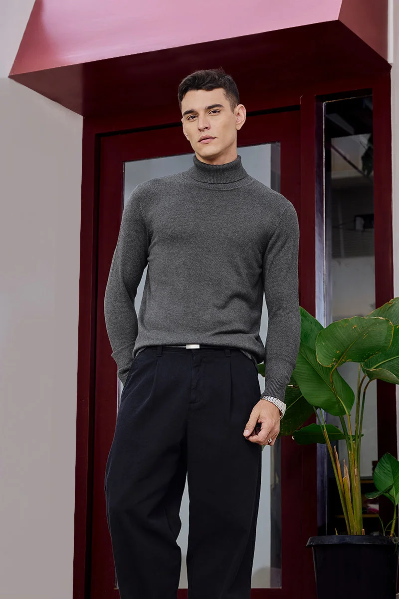 SNITCH Core Lab Charcoal Grey Turtleneck Sweater