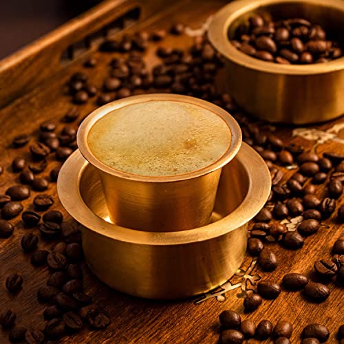 KC Brass Dabara Set | South Indian Coffee Glass Tumbler | Tea, Coffee Dabara (120 ML Capacity, Large, Set of 6) - Image 5
