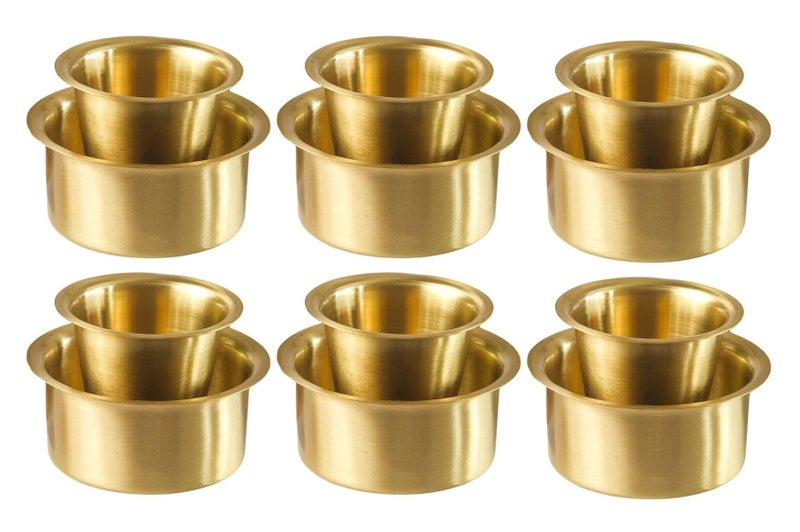 KC Brass Dabara Set | South Indian Coffee Glass Tumbler | Tea, Coffee Dabara (120 ML Capacity, Large, Set of 6) - Image 1
