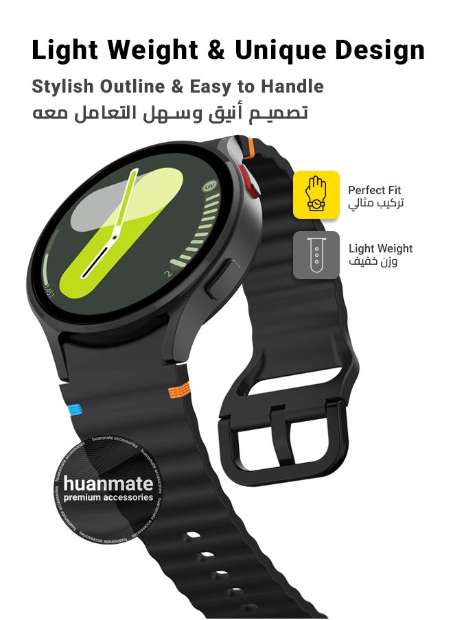 huanmate - Samsung Galaxy Watch 7 44mm Soft Silicone Replacement Strap - High Quality, Lightweight, Stylish & Durable - Easy Installation - Replacement Strap for Samsung Galaxy Watch 7 44mm - Image 1