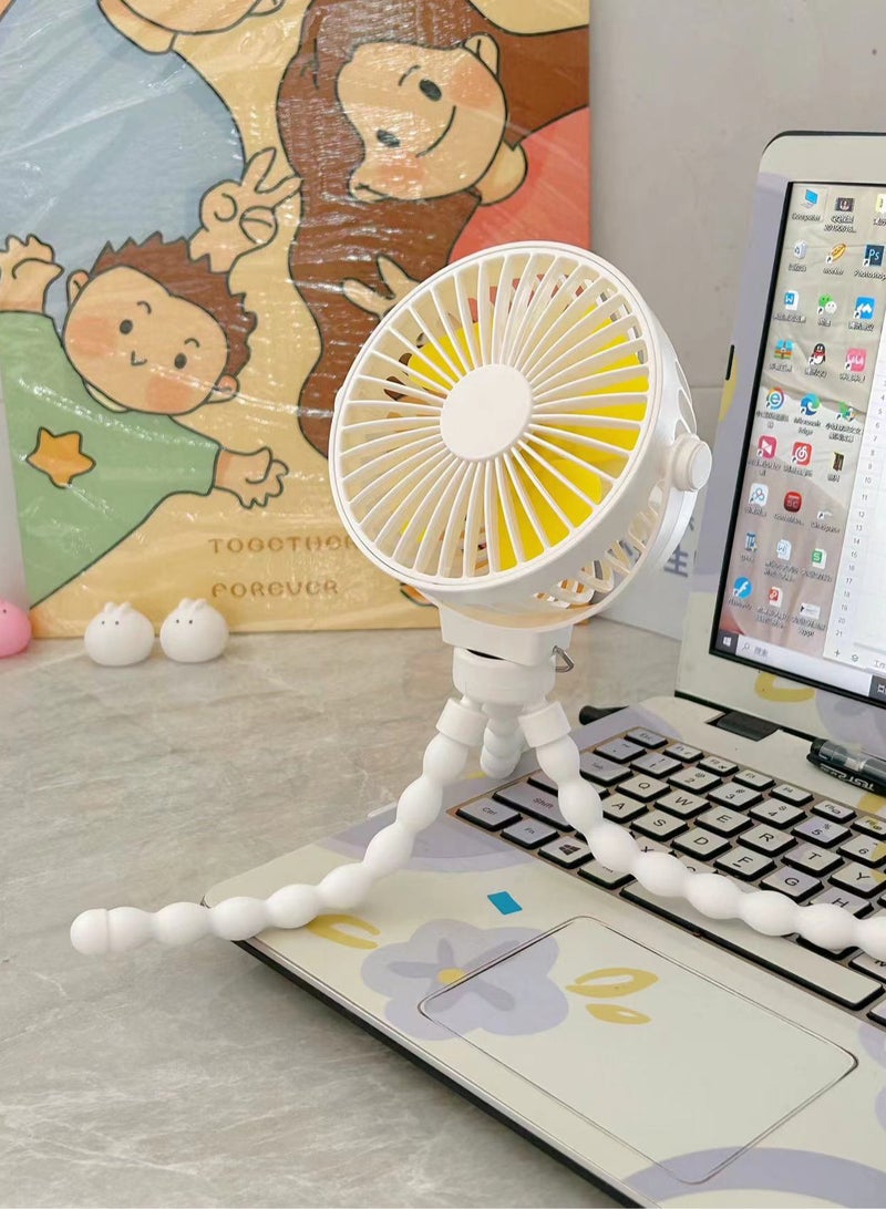 حِرَاس مروحة محمولة تعمل بالبطارية، مروحة محمولة شخصية قابلة لإعادة الشحن عبر USB لعربة الأطفال، مقعد السيارة، في الهواء الطلق، التخييم، مروحة عربة الأطفال - Image 1