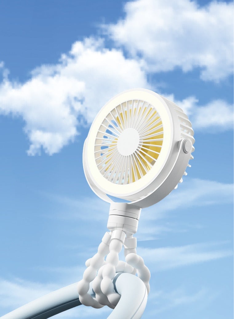 حِرَاس مروحة محمولة تعمل بالبطارية، مروحة محمولة شخصية قابلة لإعادة الشحن عبر USB لعربة الأطفال، مقعد السيارة، في الهواء الطلق، التخييم، مروحة عربة الأطفال - Image 2