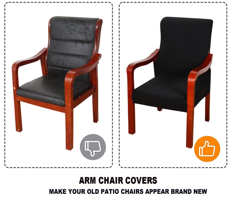 Deisy Dee Stretch Arm Chair Covers, Mid Century Chair Slipcovers, Accent Chair Covers (Black) - Image 3