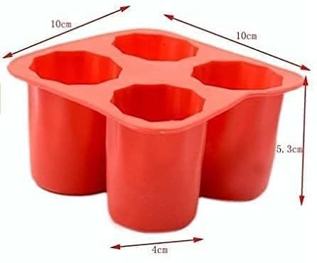 SHOPECOM SHOPECOM 4Cup Ice Cube Shots Shape Silicone Shooters Glass Freezer Mold Maker Tray Party Bar Tools Ice Shot Glass Mold Chocolate Mould Maker for Kitchen Bar Party Drinks Multicolor Pack of 1 - Image 4