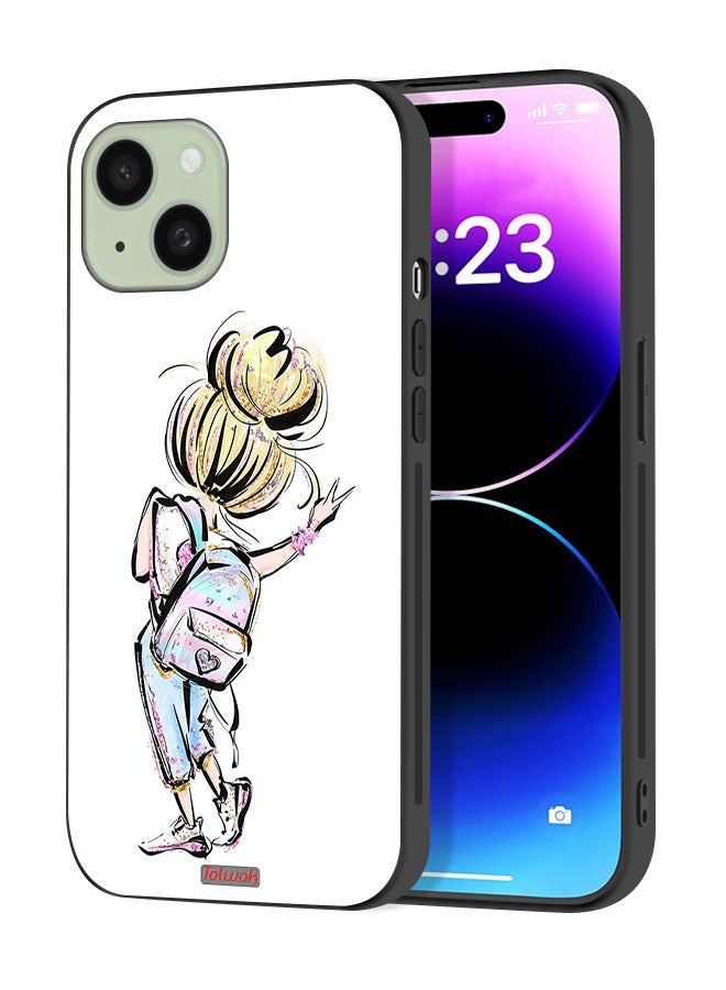 Tolwak Apple iPhone 15 Plus Protective Case Cover Back To School Girl Art - Image 1