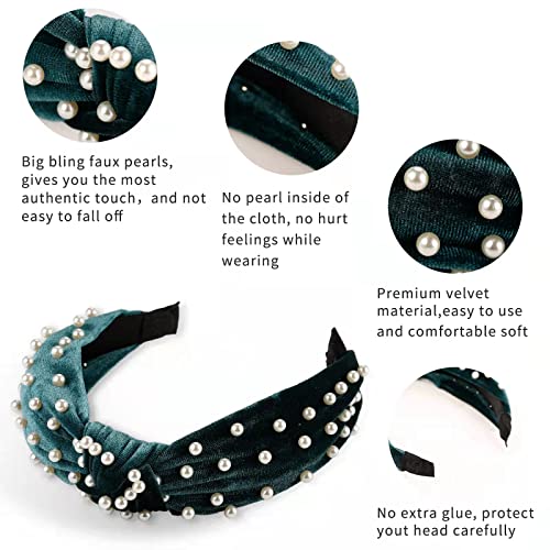 LOVNFC Womens Headbands, 6Pcs Knotted Head Bands No Slip Fashion for Girls Wide Top Knot Turban Velvet Hair Hoops - Image 3