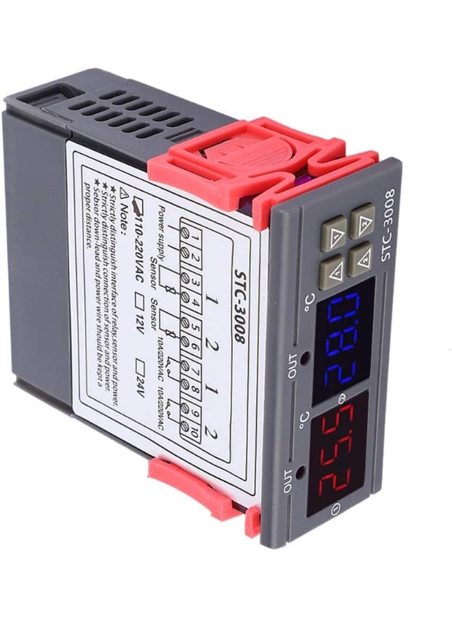 STC Digital Intelligent Thermostat STC-3008 Adjustable Temperature Controller Switch with Dual NTC - Image 2
