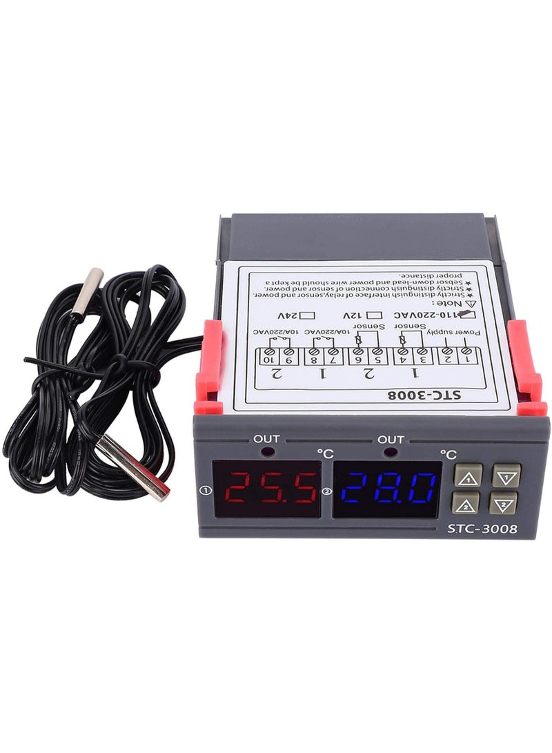 STC Digital Intelligent Thermostat STC-3008 Adjustable Temperature Controller Switch with Dual NTC - Image 4