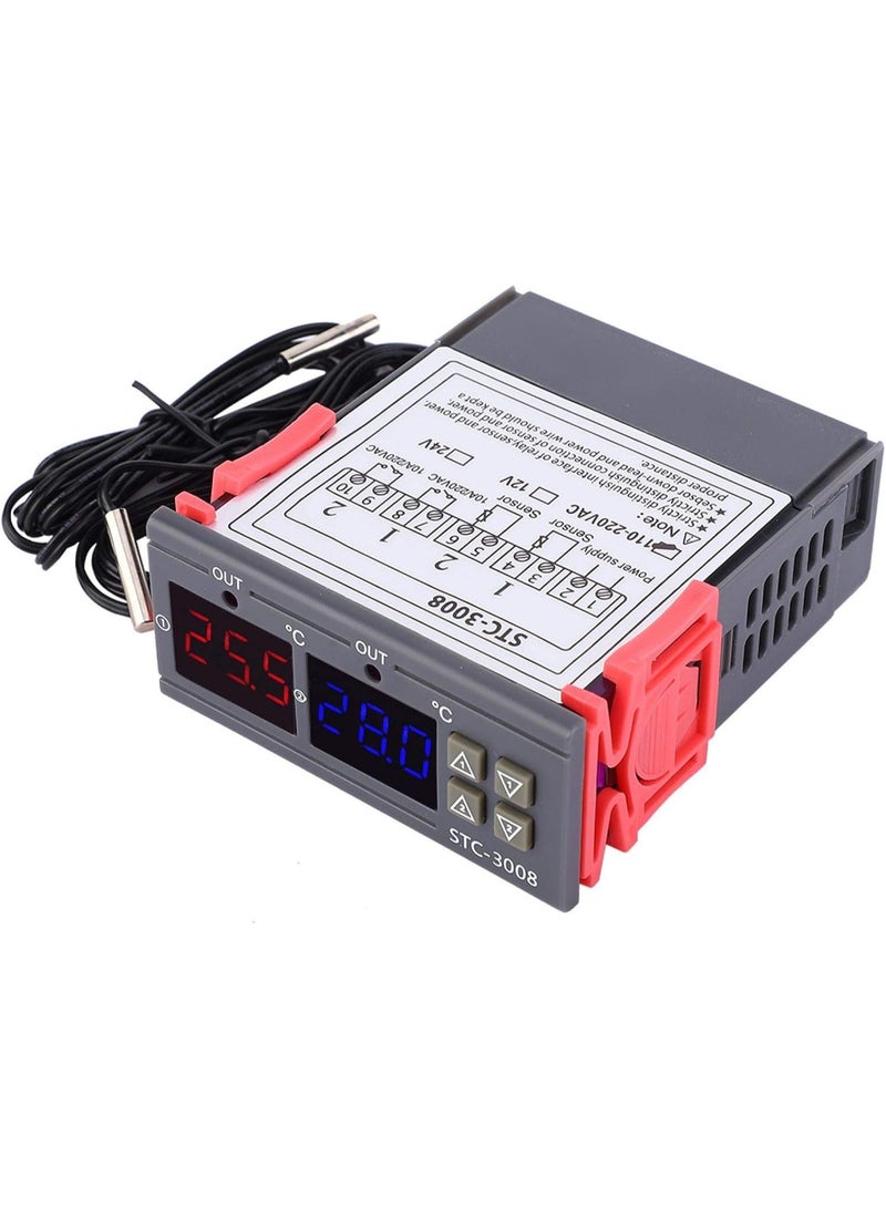 STC Digital Intelligent Thermostat STC-3008 Adjustable Temperature Controller Switch with Dual NTC - Image 1