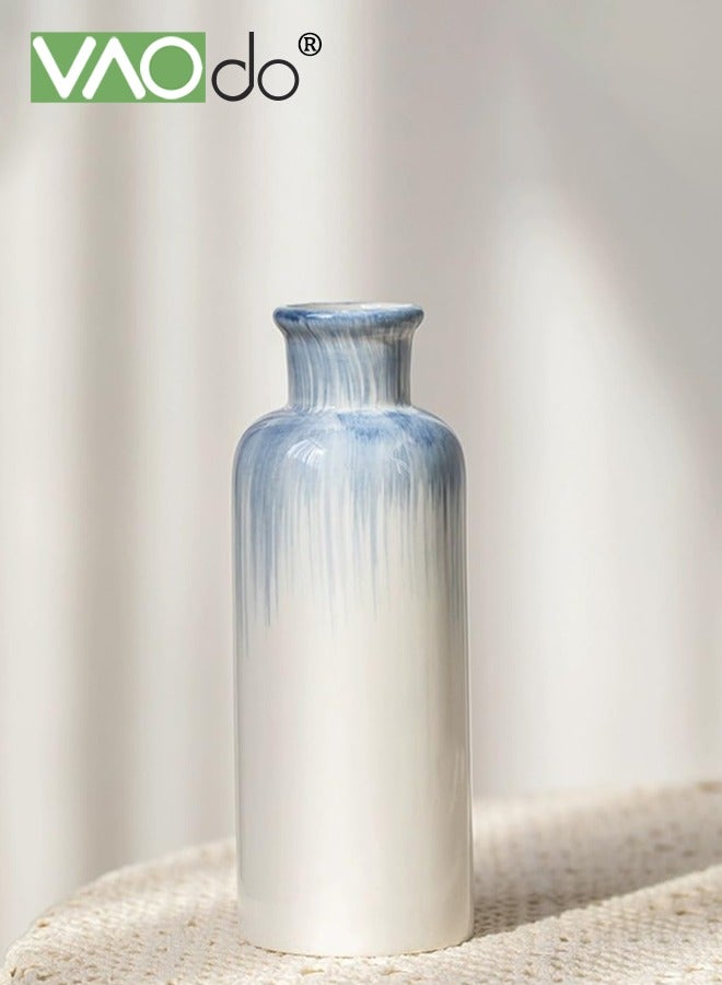 VAOdo 3PCS Ceramic Vase Set, Waterproof, Modern Vases for Home Decor, Farmhouse Country Vases, for Living Room Kitchen Mantle Bedroom Dining Table Office Farmhouse Decorative Gradient Blue - Image 5