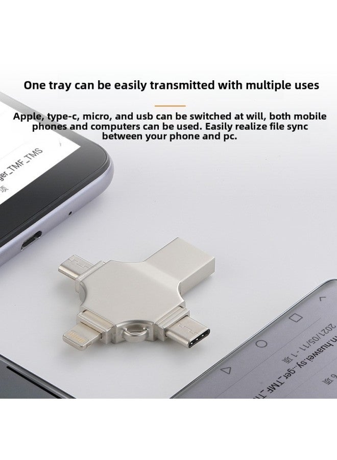 محرك أقراص فلاش USB متعدد الوظائف أربعة في واحد متوافق مع هواتف Apple المحمولة من النوع C عبر OTG USB Drive غلاف معدني USB 3.0 - السعة: 64 جيجابايت (التوصيل والتشغيل IOS13 أعلاه) - Image 2