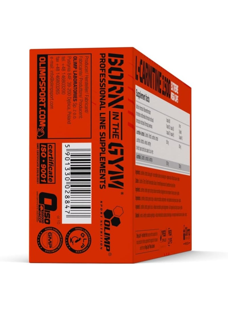 Olimp L-Carnitine 1500 Extreme Mega Caps – 120 Capsules, 1500mg L-Carnitine Tartrate, High-Potency Fitness Support, Dietary Supplement - Image 3