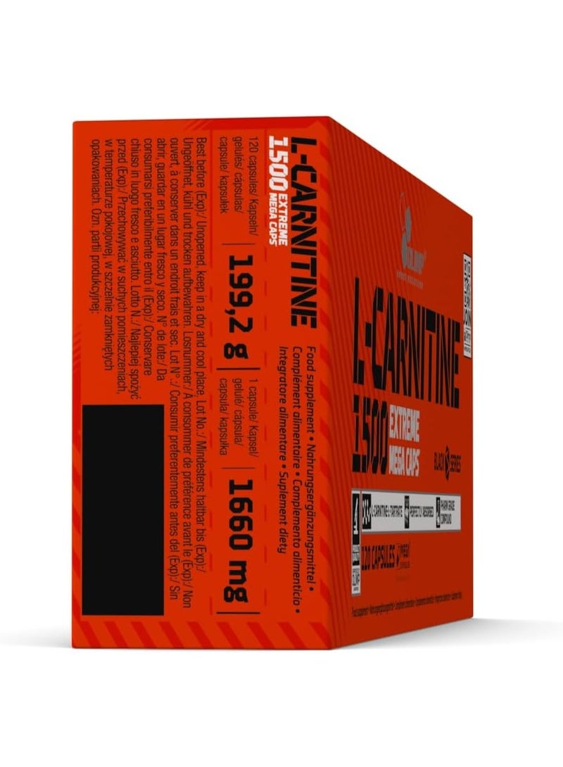 Olimp L-Carnitine 1500 Extreme Mega Caps – 120 Capsules, 1500mg L-Carnitine Tartrate, High-Potency Fitness Support, Dietary Supplement - Image 4