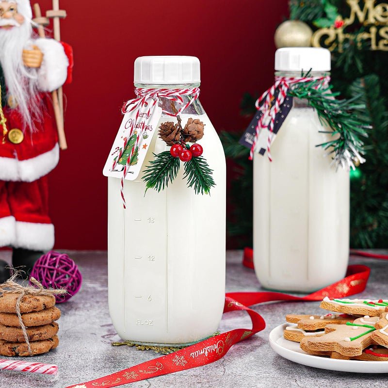 Syntic 4 Pack 1 Liter Glass Milk Bottles w Scale, 100% Airtight Heavy Duty Screw Lid - 32 Oz Drinking Jars w 2 Pour Spouts - Glass Bottles for Milk, Honey, Jam, Creamer - Dishwasher Safe(Extra 2 Lids) - Image 4