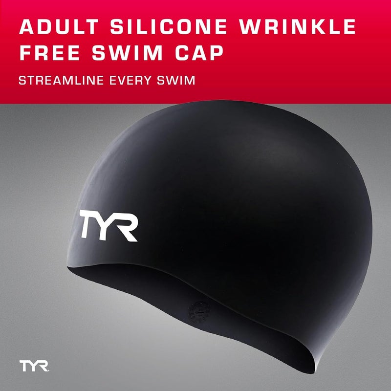 TYR Adult Wrinkle Free Silicone Swim Cap for Drag Reduction and Hair Protection - Image 2