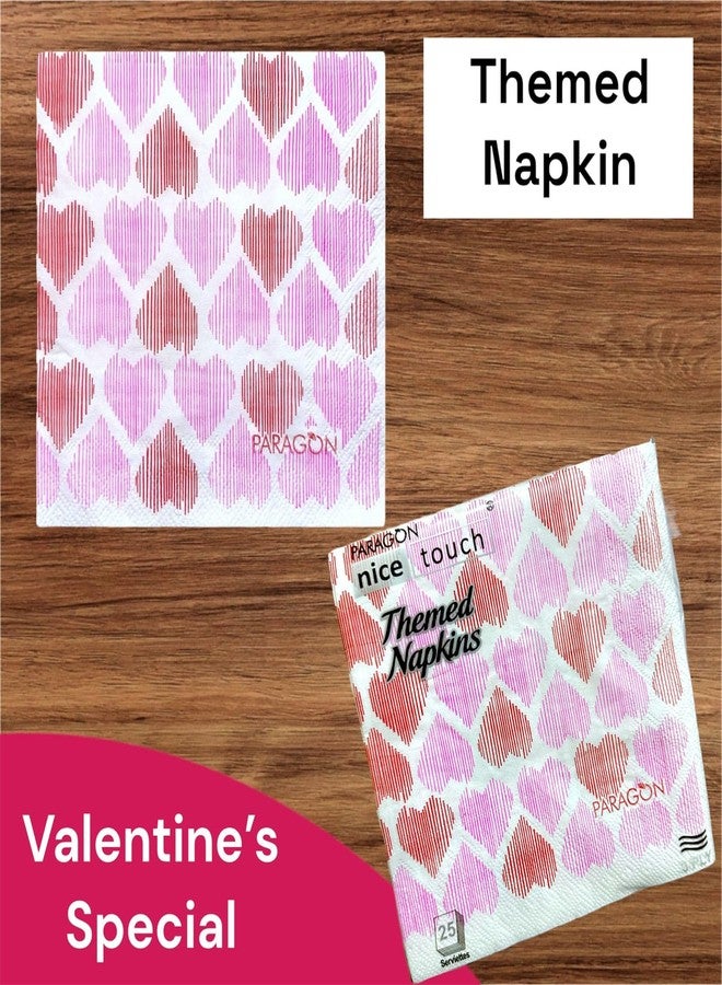 Nice Touch Valentine's Day Printed Paper Napkins, Pink Heart Design, Pack of 2 (3-Ply, 25 Pulls, 50 Napkins) - Image 4