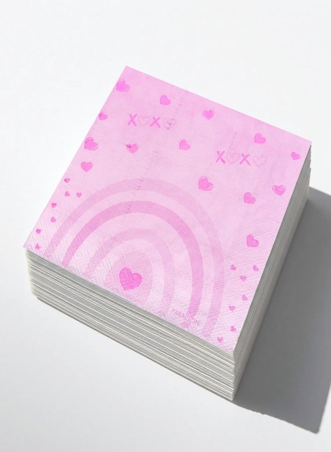 Nice Touch Valentine's Day Printed Paper Napkins, Pink Heart Design, Pack of 2 (3-Ply, 25 Pulls, 50 Napkins) - Image 3