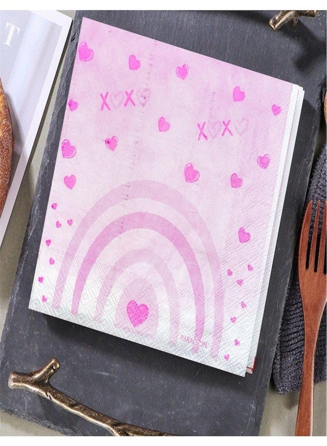 Nice Touch Valentine's Day Printed Paper Napkins, Pink Heart Design, Pack of 2 (3-Ply, 25 Pulls, 50 Napkins) - Image 5