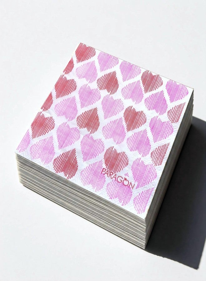 Nice Touch Valentine's Day Printed Paper Napkins, Pink Heart Design, Pack of 2 (3-Ply, 25 Pulls, 50 Napkins) - Image 2