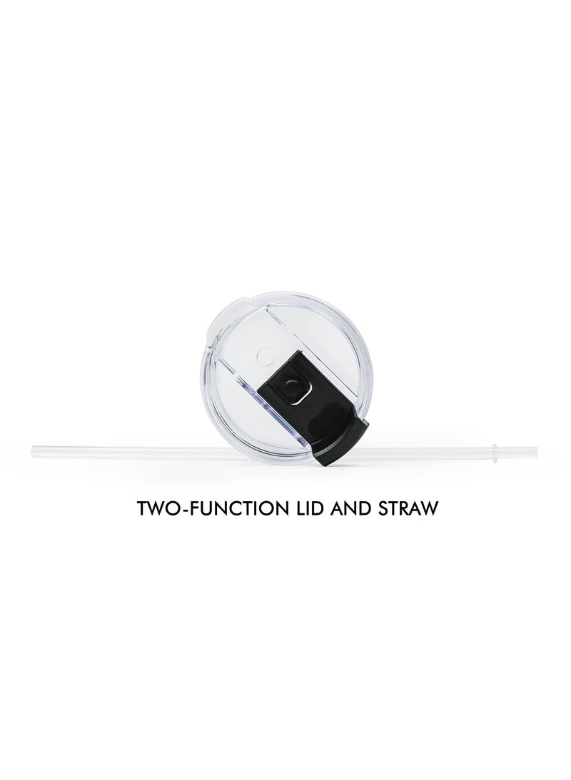 Nessan كوب سفر مزدوج الجدار من نيسان مصنوع من الفولاذ المقاوم للصدأ مع عزل فراغي، مزود بغطاء مزدوج الوظيفة وقشة للماء، الشاي المثلج أو القهوة الساخنة، السموذي والمزيد (رمادي، 1200 مل) - Image 4