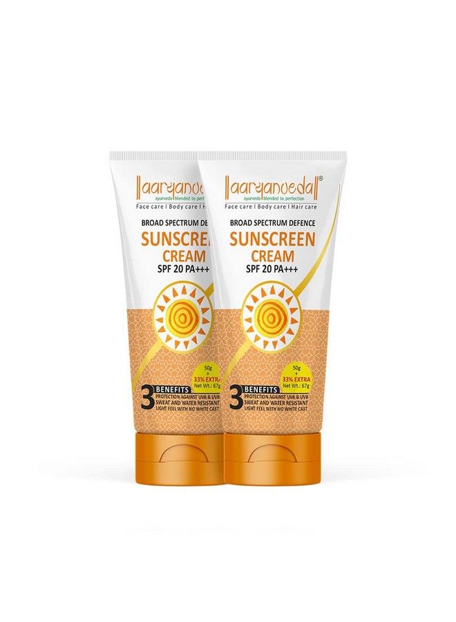 Aryanveda واقي من الشمس بعامل حماية من الأشعة فوق البنفسجية SPF 20 Pa+ للنساء والرجال مع ترطيب طوال اليوم عبوة (2) جم - Image 1