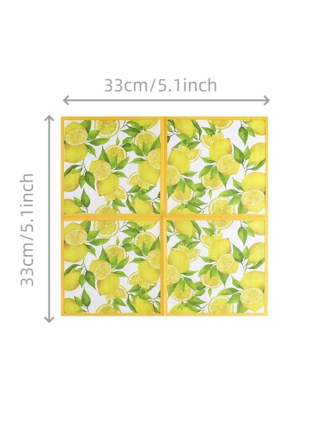 YOLOLAND 40pcs Lemon Paper Napkins, Lemon Napkins Disposable Citrus Fruit Guest Hand Towels Square Yellow Lemon Decorative Dinner Napkins Everyday for Kid's Jungle Party, Hawaiian Theme, Summer, Picnic,,Wedding, and Birthday Party - Image 4
