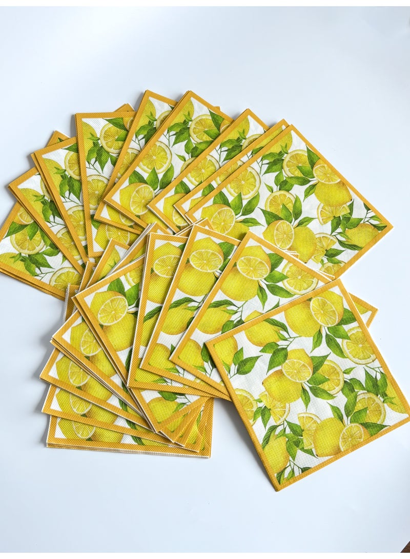 YOLOLAND 40pcs Lemon Paper Napkins, Lemon Napkins Disposable Citrus Fruit Guest Hand Towels Square Yellow Lemon Decorative Dinner Napkins Everyday for Kid's Jungle Party, Hawaiian Theme, Summer, Picnic,,Wedding, and Birthday Party - Image 1