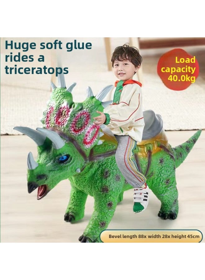 Dinosaur Toy Simulation Soft Glue Large Vocal Vinyl Children Tyrannosaurus Rex Triceratops Animal Dinosaur Model-Color:The Small Double Crown Dragon Bbcall - Image 4