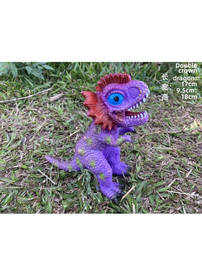 Dinosaur Toy Simulation Soft Glue Large Vocal Vinyl Children Tyrannosaurus Rex Triceratops Animal Dinosaur Model-Color:The Small Double Crown Dragon Bbcall - Image 1
