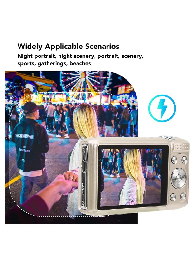 General - 2.88 inch 4K HD 16X digital camera, autofocus 58MP vlog camera with time-lapse, beauty mode, smile recognition, face recognition portable mini compact zoom camera - Image 1