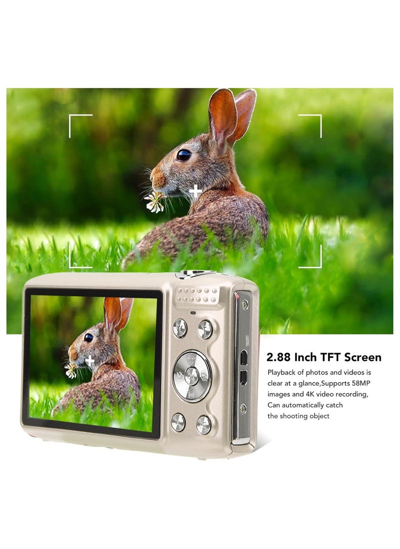 General - 2.88 inch 4K HD 16X digital camera, autofocus 58MP vlog camera with time-lapse, beauty mode, smile recognition, face recognition portable mini compact zoom camera - Image 1