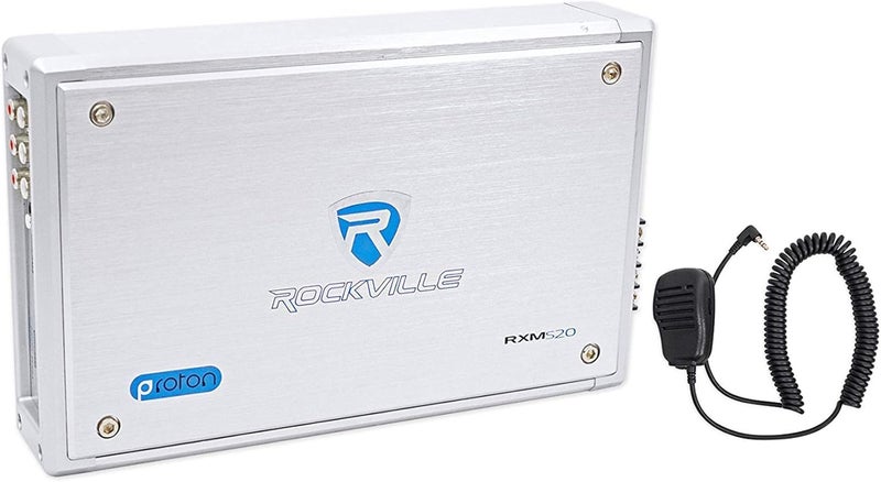 ROCKVILLE RXM-S20 1600W Peak 4-Channel Micro Marine/ATV Amplifier, Water-Resistant, PA Microphone, Compact Design for Boats & Off-Road Vehicles - Image 1