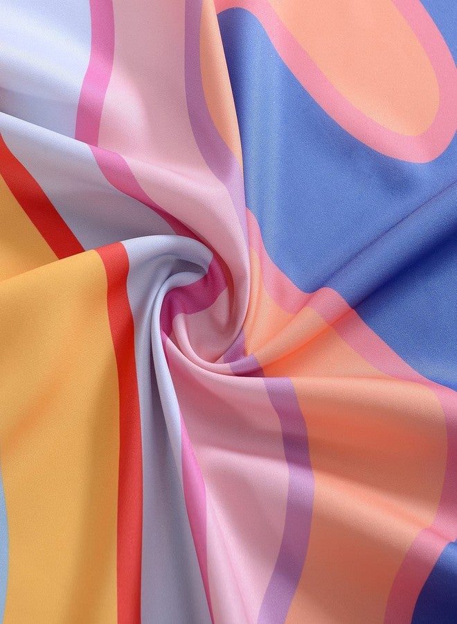 YoKii ستارة دش يوكاي الفنية العتيقة المجردة - 36 بوصة، أمواج ملونة متعرجة، خطوط هندسية نصف صغيرة، مجموعة ستائر دش قماشية للحمام بتصميم جمالي عتيق بسيط، 36x72 - Image 4
