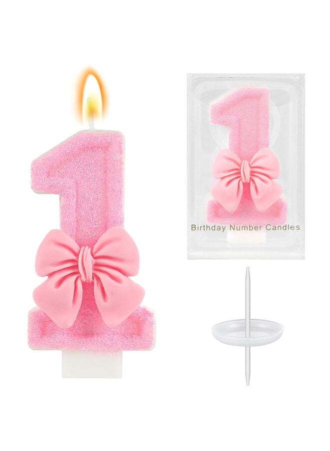 يُسلِّم شمعة عيد الميلاد على شكل قوس شمعة رقم زينة الكعك زينة الكب كيك زينة الحفلات مناسبة لمستلزمات احتفالات الذكرى السنوية للسيدات (وردي 1) - Image 1