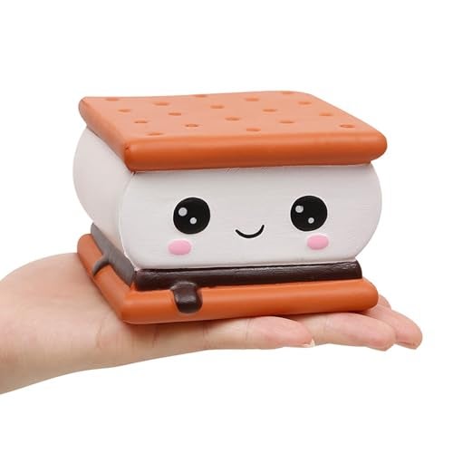 Anboor Squishies Smore Slow Rising Squishy Toy for Kids Soft Cookies Sandwich Scented Stress Relief Realistic Food Cute Squeeze Squish Toy - Image 1