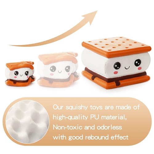 Anboor Squishies Smore Slow Rising Squishy Toy for Kids Soft Cookies Sandwich Scented Stress Relief Realistic Food Cute Squeeze Squish Toy - Image 3