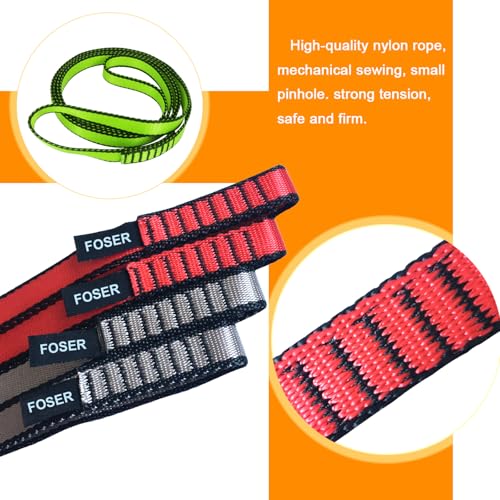 FOSER 18mm Nylon Climbing Sling Runner, 23KN Climbing Webbing Straps for Rock Climbing, Mountaineering, Swing, Yoga Hammock (Green(2pcs), 60cm/24inch) - Image 3
