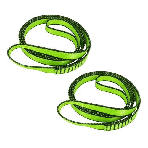 FOSER 18mm Nylon Climbing Sling Runner, 23KN Climbing Webbing Straps for Rock Climbing, Mountaineering, Swing, Yoga Hammock (Green(2pcs), 60cm/24inch) - Image 1