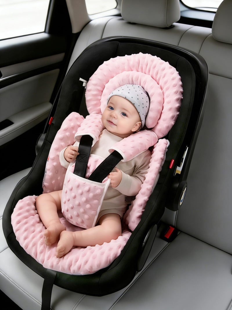 TinlyFinly Infant Car Seat Insert with Extra Cushion for Preemie to Toddler, Reversible Newborn Carseat Insert for Baby Head Body Support, Fits for Stroller, Baby Swing, Bouncer - Dots, Pink - Image 2