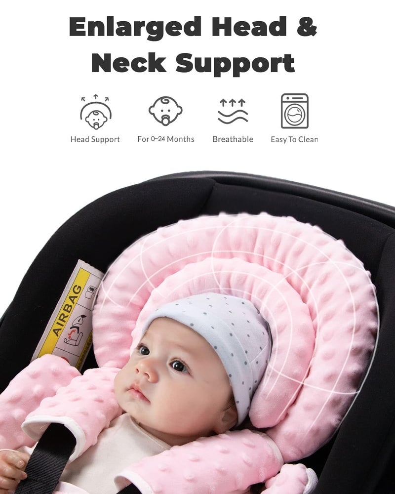 TinlyFinly Infant Car Seat Insert with Extra Cushion for Preemie to Toddler, Reversible Newborn Carseat Insert for Baby Head Body Support, Fits for Stroller, Baby Swing, Bouncer - Dots, Pink - Image 3
