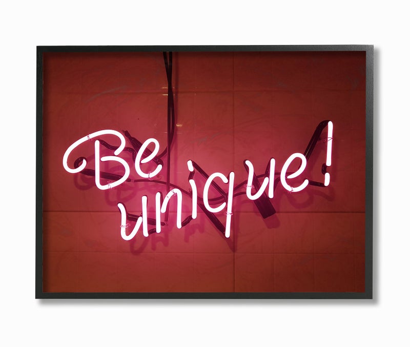 Stupell Industries Stupell Home Dcor Be Unique Neon Sign Photography Framed Giclee Texturized Art 11 x 15 x 14 Proudly Made in USA